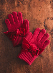 GLOVES WITH VELVET BOW