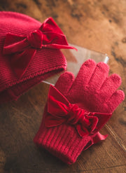 GLOVES WITH VELVET BOW