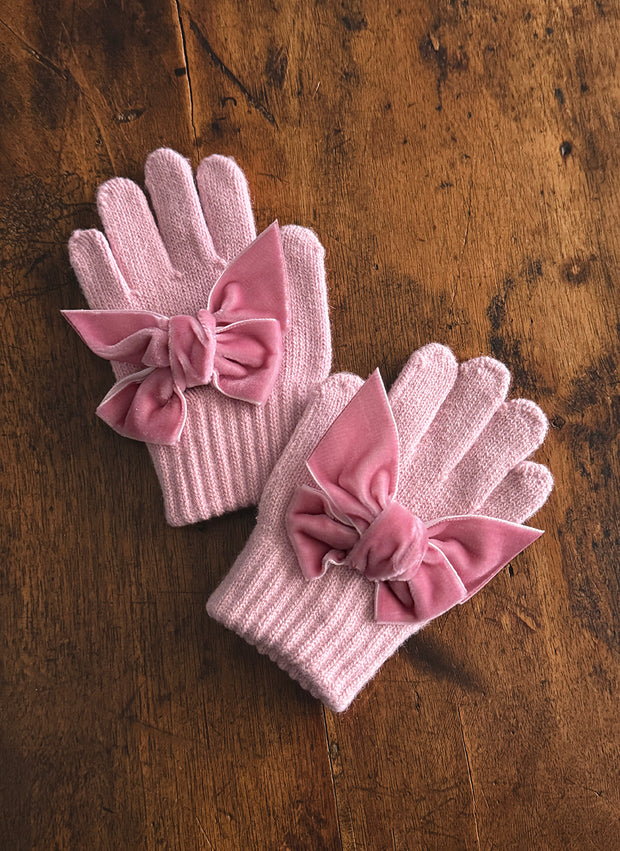 GLOVES WITH VELVET BOW