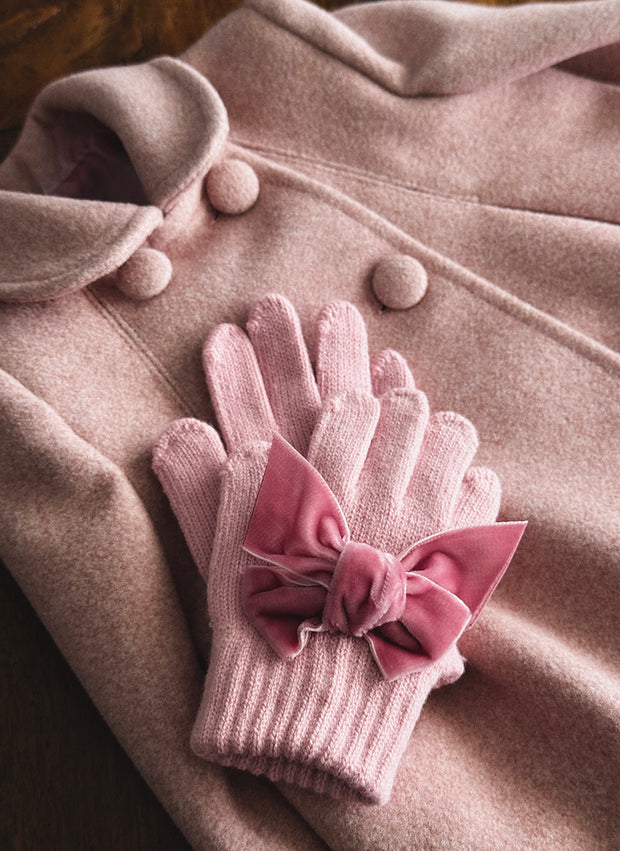 GLOVES WITH VELVET BOW