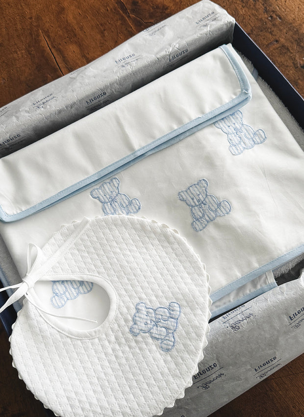 LENZUOLINO CON APPLICAZIONE ORSETTI ROSA