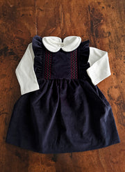 Corduroy dress with smock