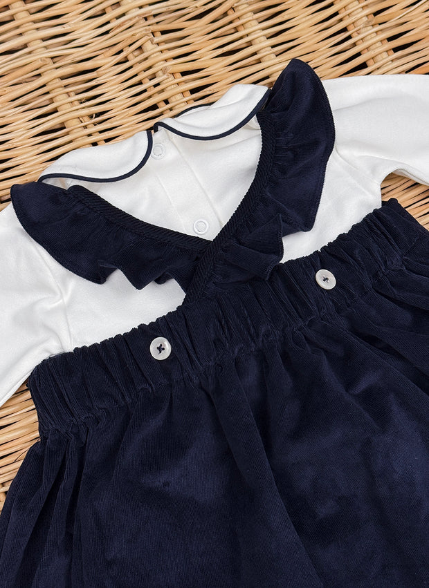 Abito Velluto a Costine con Smock