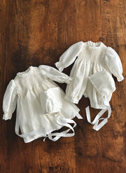 Silk Christening Romper with Smock