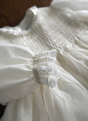 Silk Christening Dress with Smock - Short