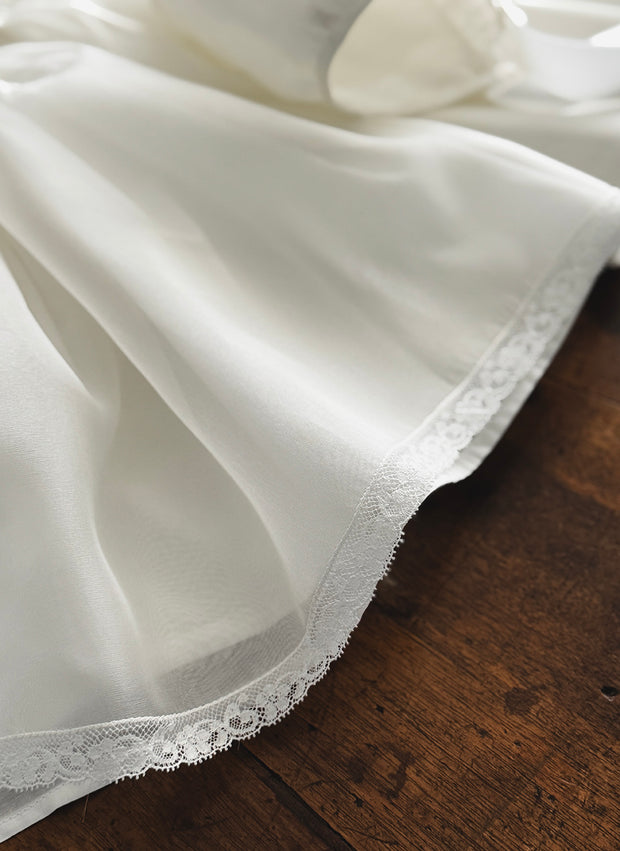 Silk Christening Dress with Smock - Short