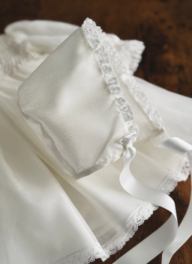 Silk Christening Dress with Smock - Short