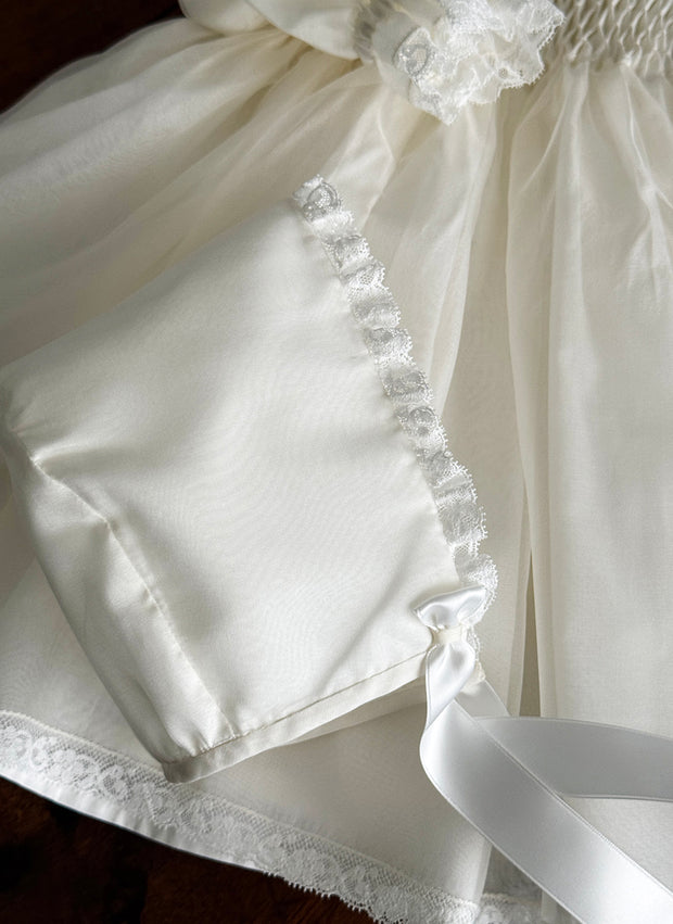 christening silk bonnet