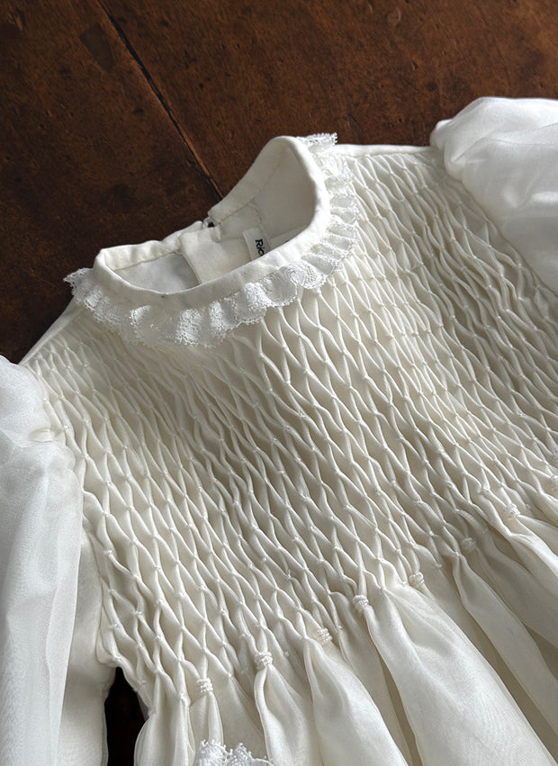 Silk Christening Romper with Smock