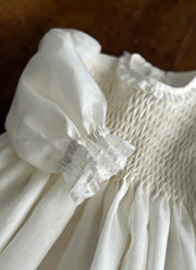 Silk Christening Romper with Smock