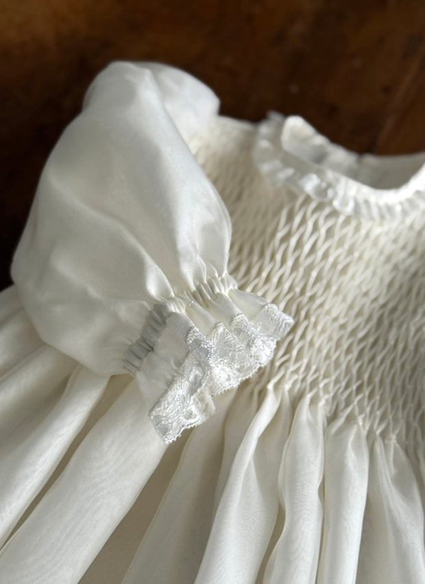 Silk Christening Romper with Smock