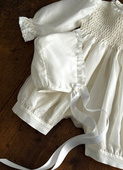 Silk Christening Romper with Smock
