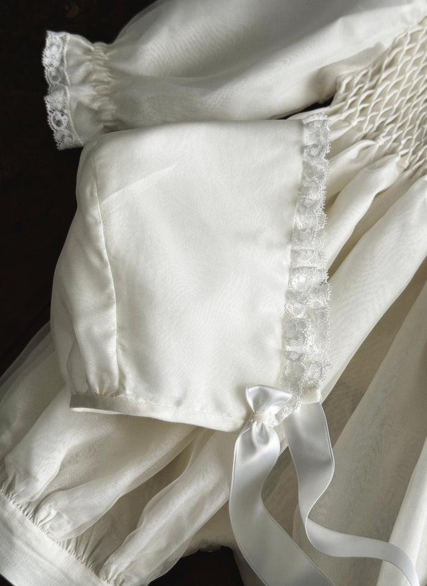 Silk Christening Romper with Smock