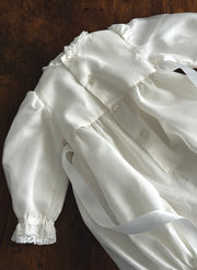 Silk Christening Romper with Smock