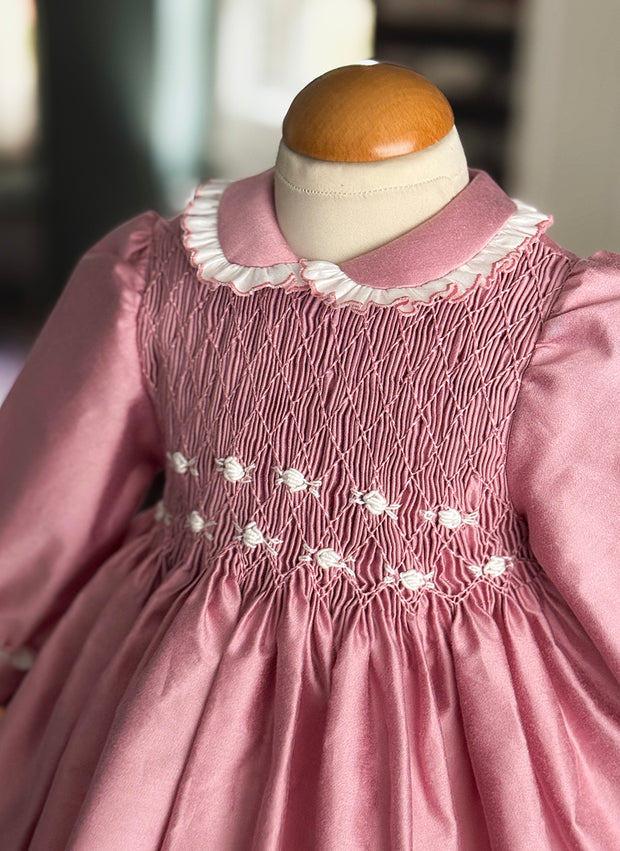 Celebration Dress for Girl With Smock - Handmade