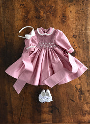 Celebration Dress for Girl With Smock - Handmade