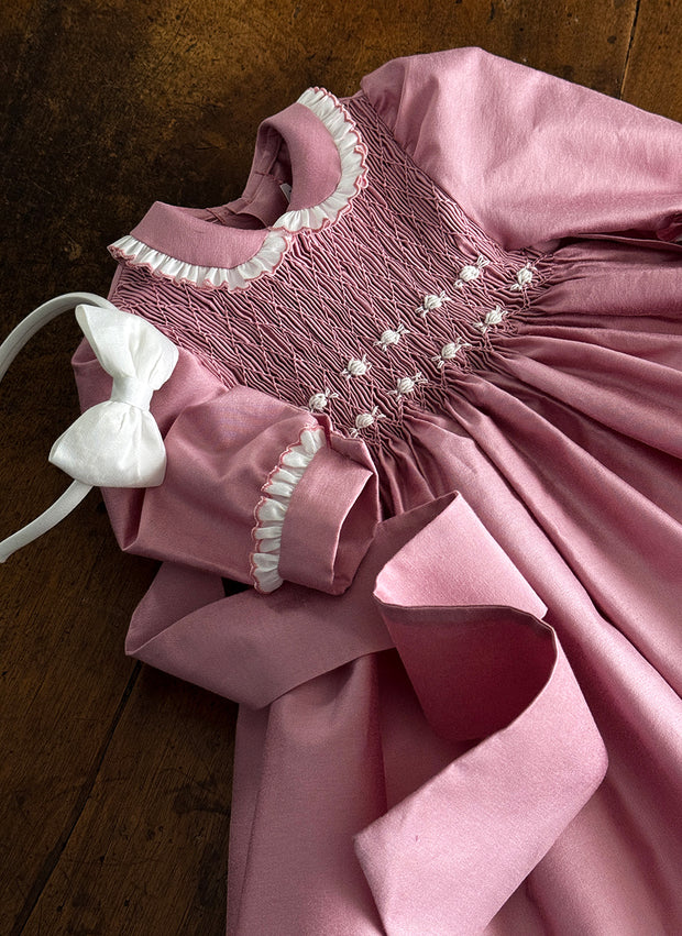 Celebration Dress for Girl With Smock - Handmade