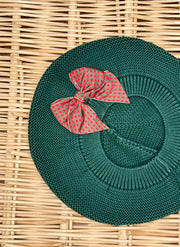 GARTER STITCH BERET - TARTAN BOW