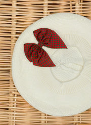 GARTER STITCH BERET - TARTAN BOW