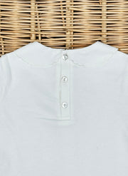 Long Sleeve Top - Scalopped Collar and Floral Embroidery