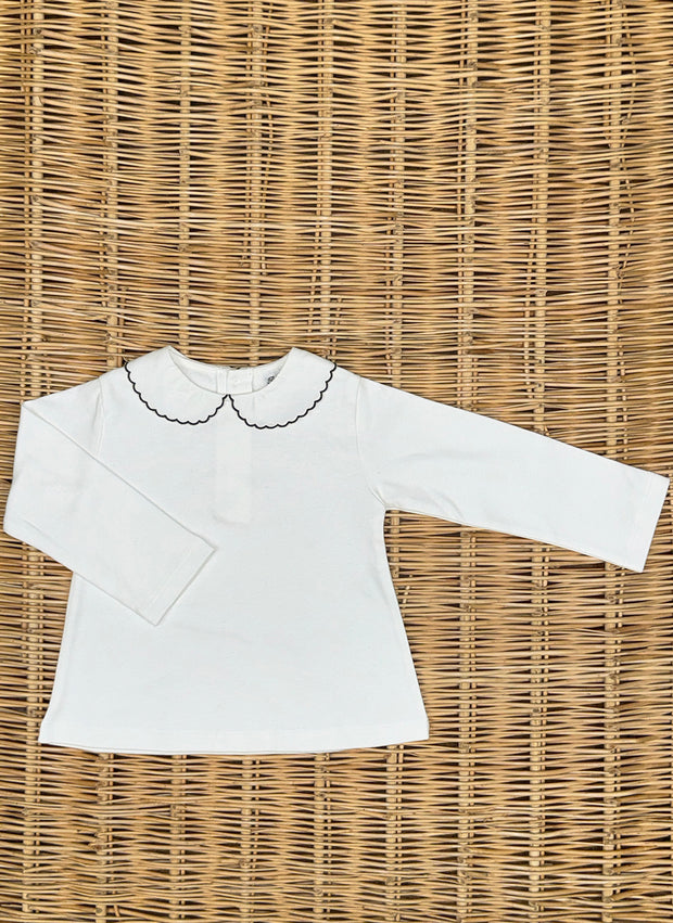 Long Sleeve Top - Scalopped Collar