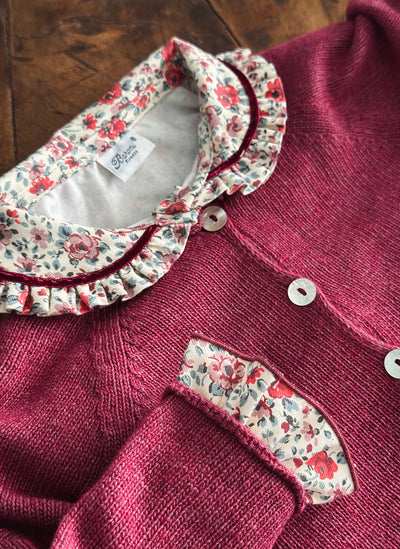 Long Sleeve Shirt Flowers - Rouche Collar