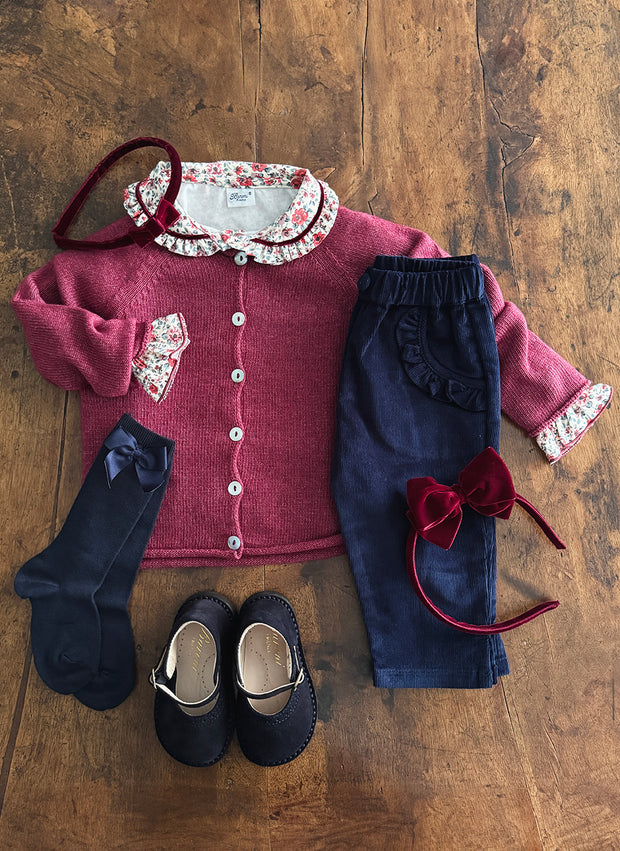 Long Sleeve Shirt Flowers - Rouche Collar