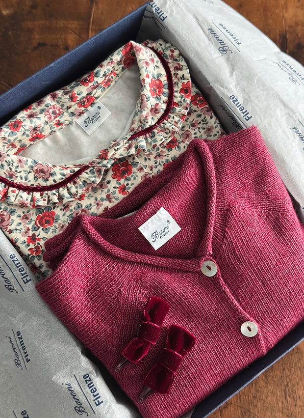 Long Sleeve Shirt Flowers - Rouche Collar