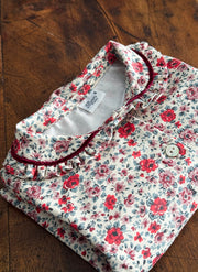 Long Sleeve Shirt Flowers - Rouche Collar