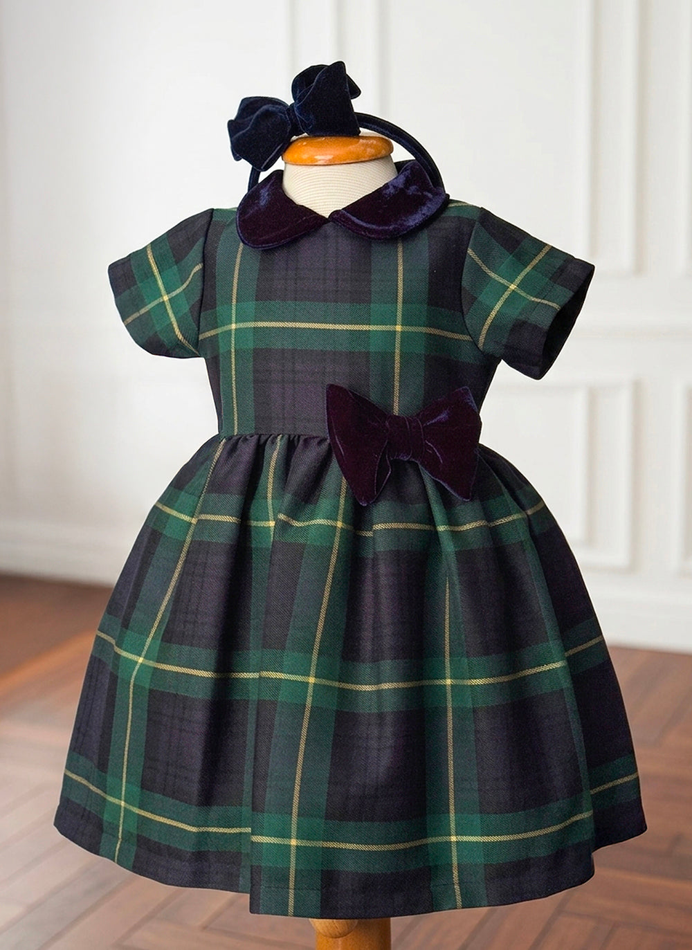 girls green tartan dress NS_SKU::KD7682STP3