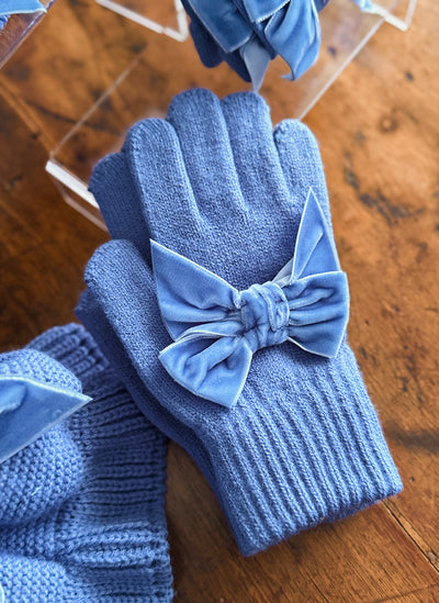GLOVES WITH VELVET BOW