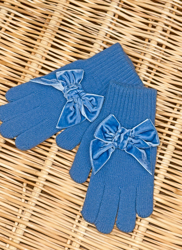 GLOVES WITH VELVET BOW