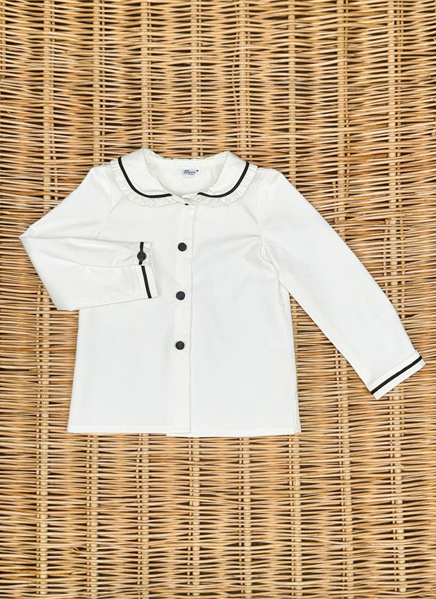 Camicia Maniche Lunghe Colletto Smerlato - Dettagli in Velluto