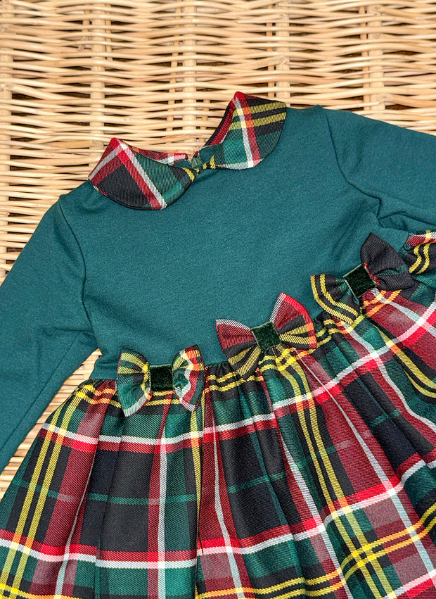 Jersey Dress With Tartan Skirt