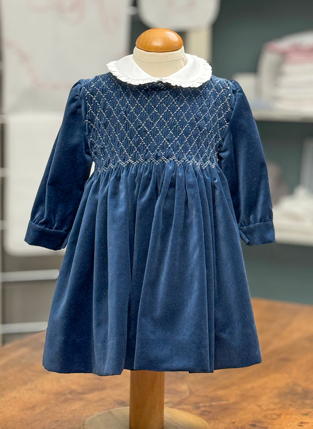 Handmade Smock Velvet Dress - Long Sleeves