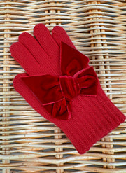 GLOVES WITH VELVET BOW