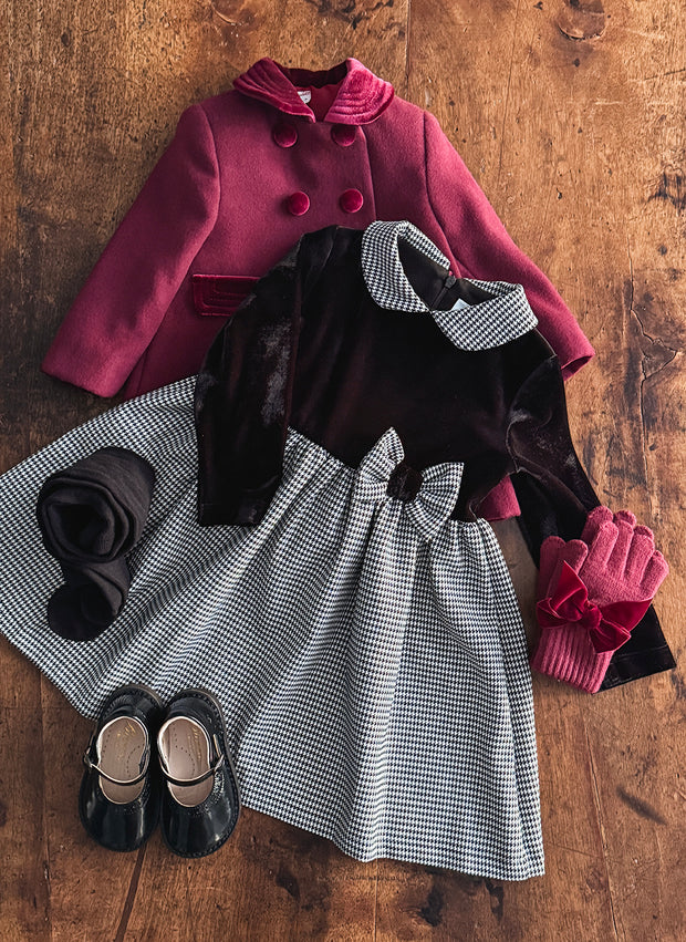 VESTITO IN VELLUTO CON GONNA PIE DE PULL