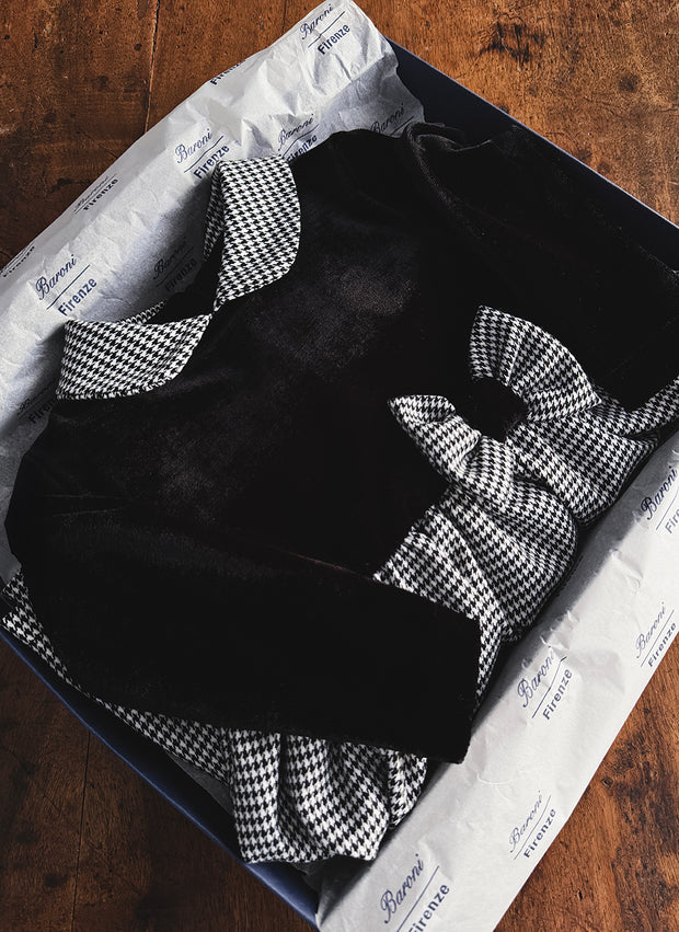 VESTITO IN VELLUTO CON GONNA PIE DE PULL