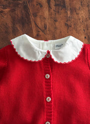 Long Sleeve Top - Scalopped Collar Red