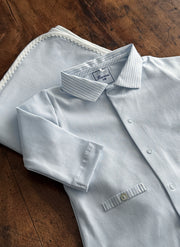 Jersey Sleepsuit With Striped Collar