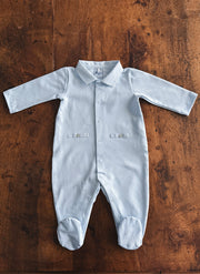 Jersey Sleepsuit With Striped Collar