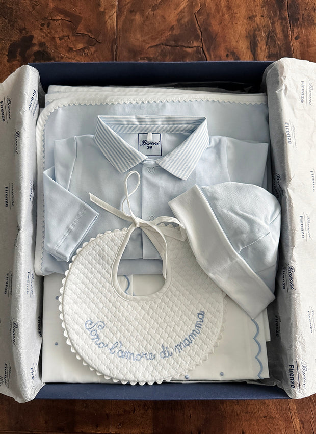Jersey Sleepsuit With Striped Collar