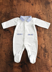 Jersey Sleepsuit Striped Collar