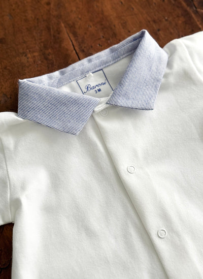 Jersey Sleepsuit Striped Collar