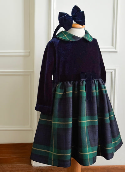 VESTITO IN CINIGLIA CON GONNA SCOZZESE