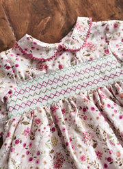 Long Sleeve Flower Smock Dress
