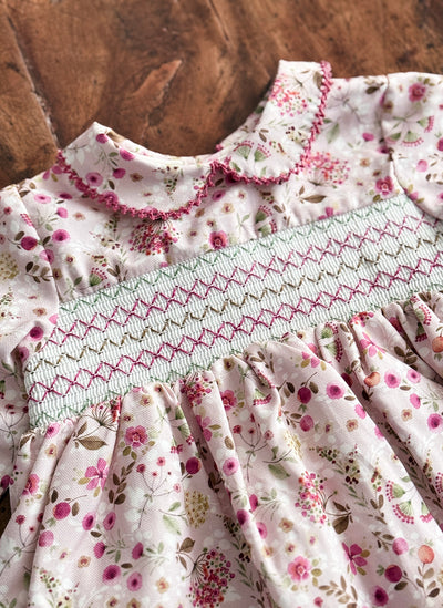 Long Sleeve Flower Smock Dress