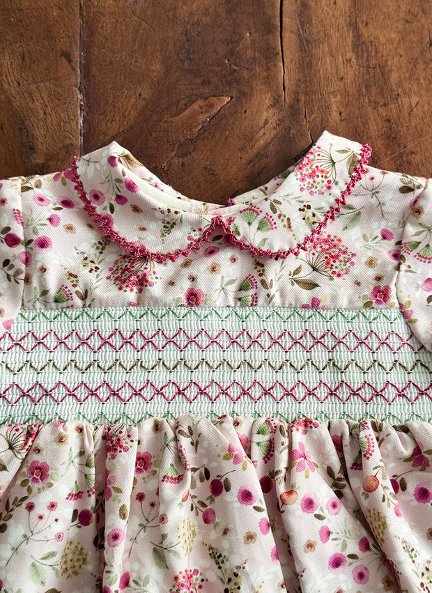 Long Sleeve Flower Smock Dress