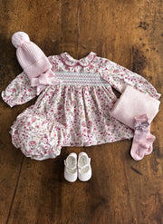 Long Sleeve Flower Smock Dress