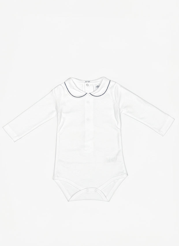 Body Con Colletto Ricamato - Blu